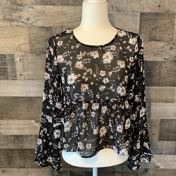 Aeropostale Long Sleeve Floral Boho Top - Picture 1 of 16